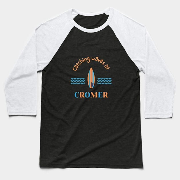 Cromer Norfolk Surfer Baseball T-Shirt by MyriadNorfolk